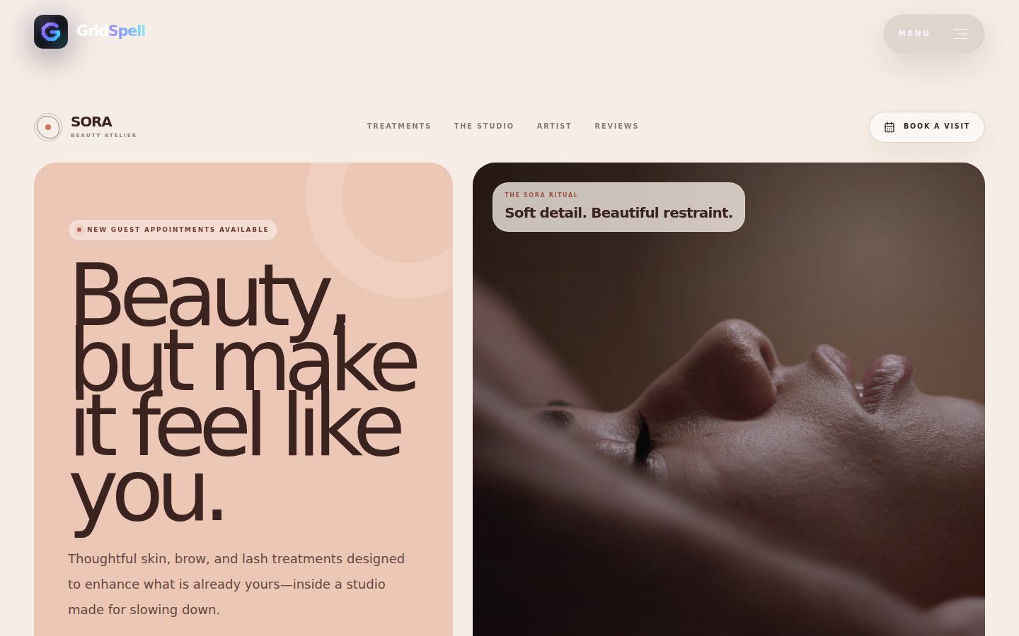 Beauty Booking landing page screenshot