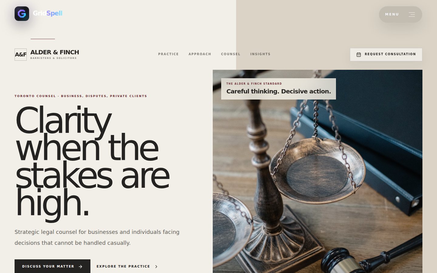Law Firm Classic landing page screenshot