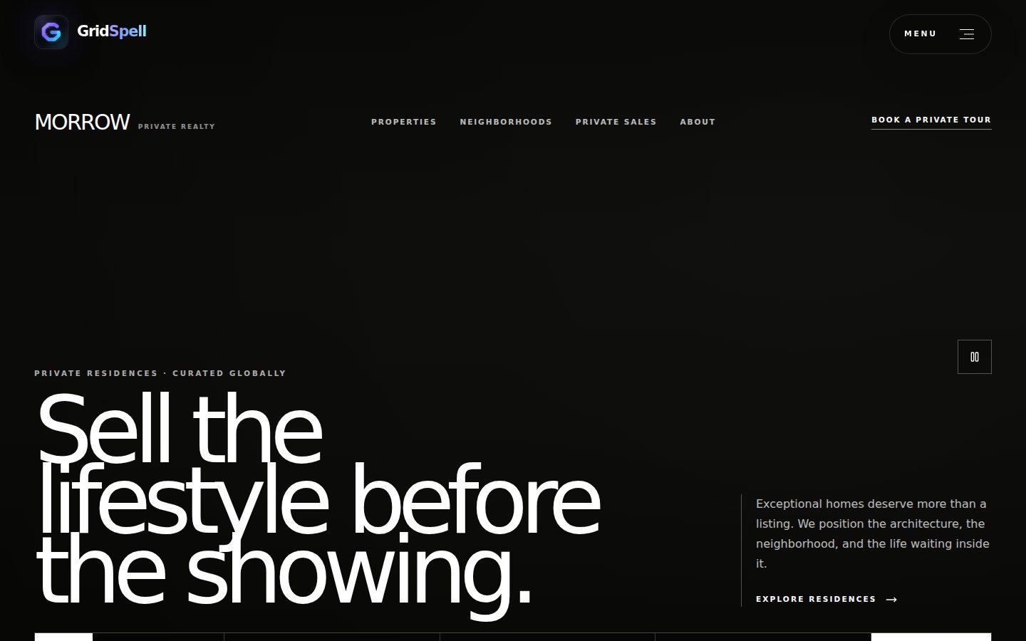 Luxury Real Estate landing page screenshot