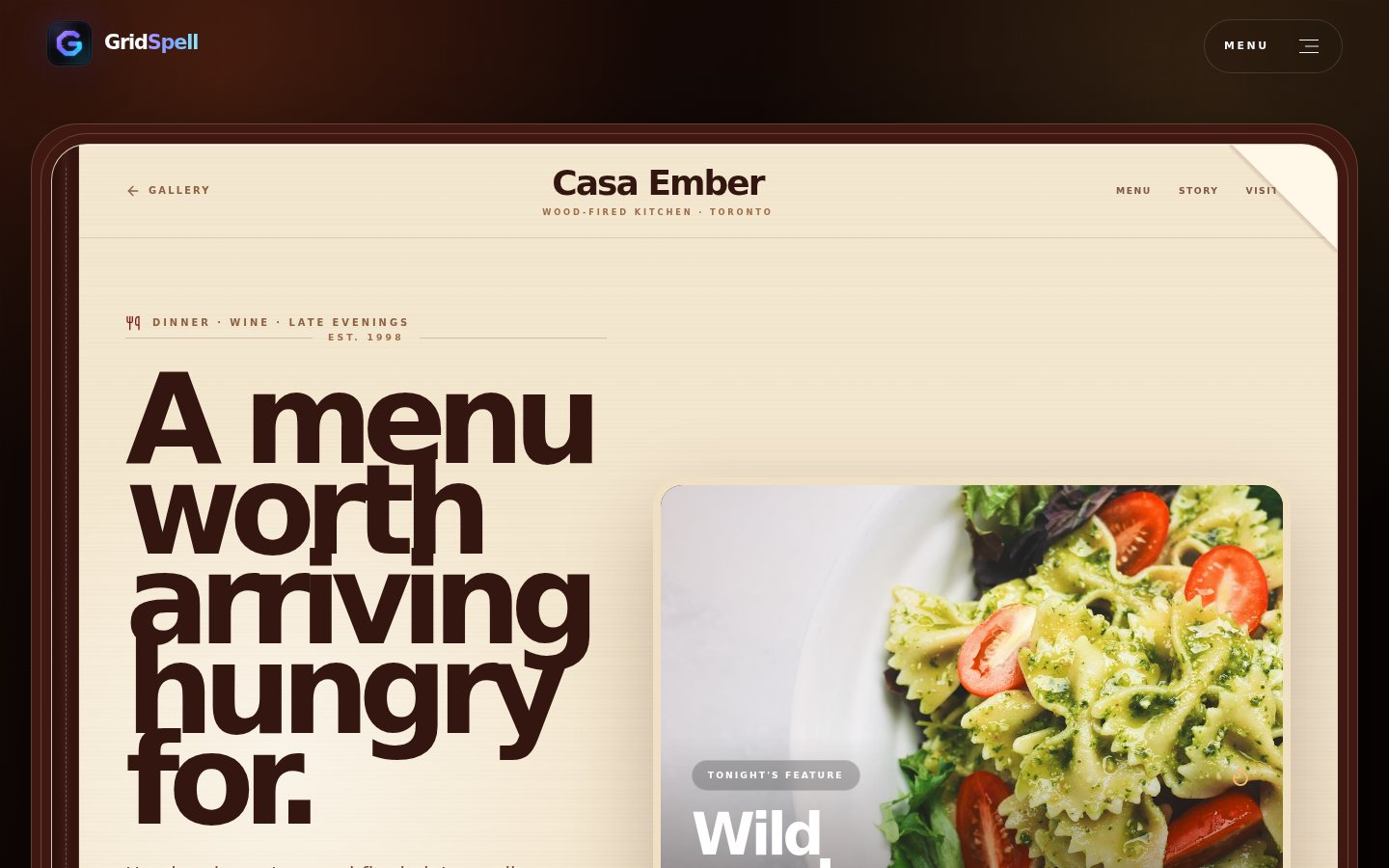 Restaurant Local landing page screenshot